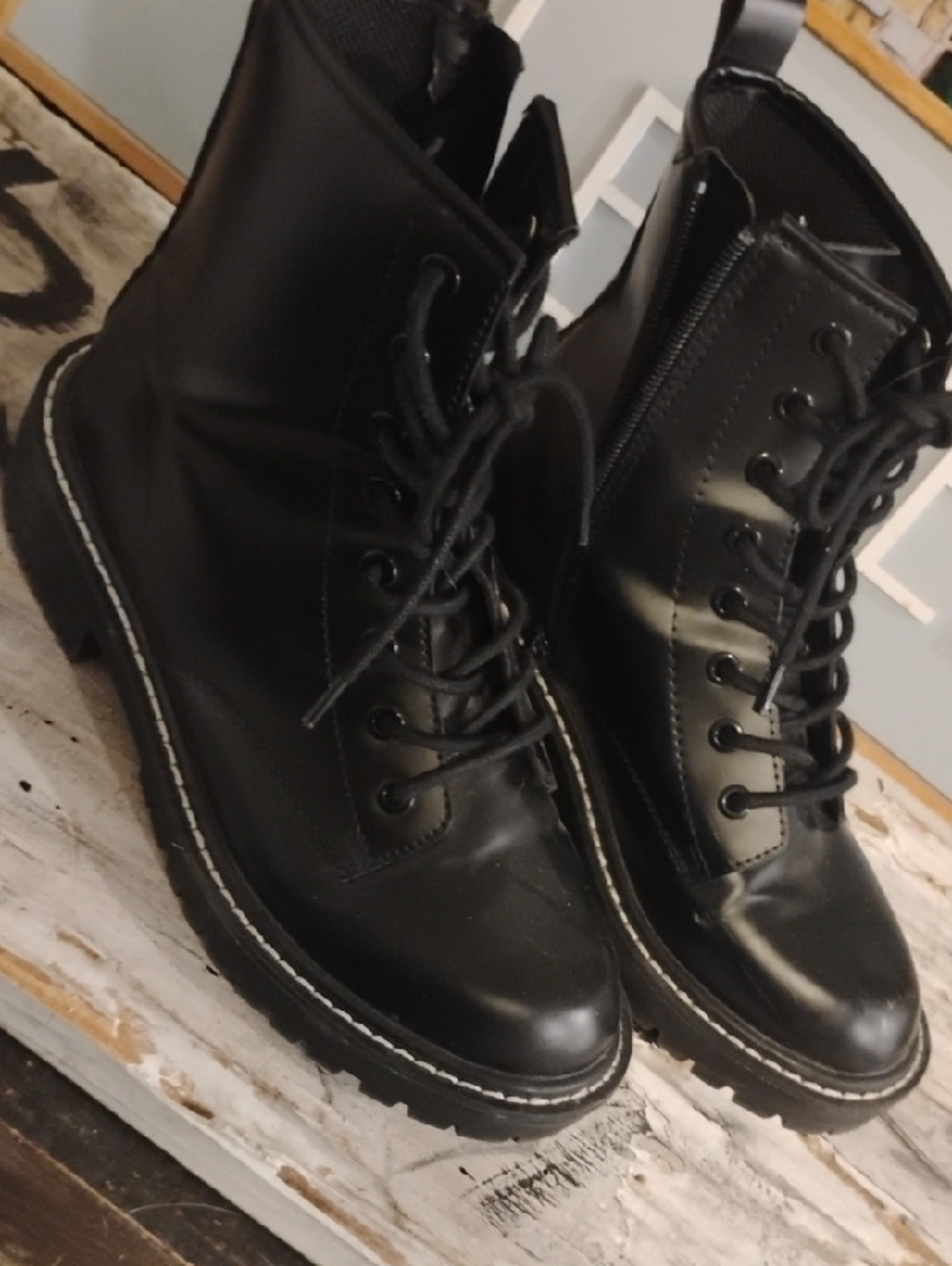Forever 21 Black Lug Sole Combat Boots